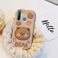 Ascensify Stylish Back Cover for Realme 5 Cute Funny Bear Case with Bear Face Holder  for Realme 5-thumb2