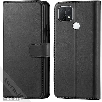 Classy Flip Cover for OPPO A15 Black Dual Protection