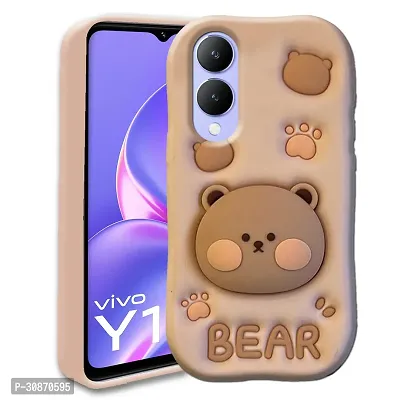 Ascensify Stylish Back Cover for Vivo Y17s Cute Funny Bear Case with Bear Face Holder  for Vivo Y17s