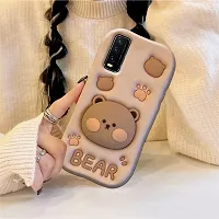 Ascensify Stylish Back Cover for Vivo Y20 Cute Funny Bear Case with Bear Face Holder  for Vivo Y20-thumb4