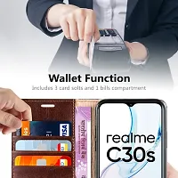 Classy Flip Cover for Realme C30S Brown Dual Protection-thumb4