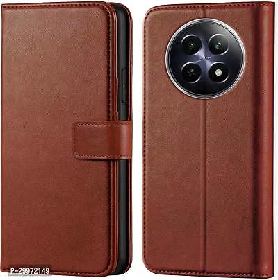 Classy Flip Cover for realme 12 5G Brown Dual Protection-thumb0