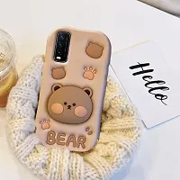 Ascensify Stylish Back Cover for Vivo Y20 Cute Funny Bear Case with Bear Face Holder  for Vivo Y20-thumb2