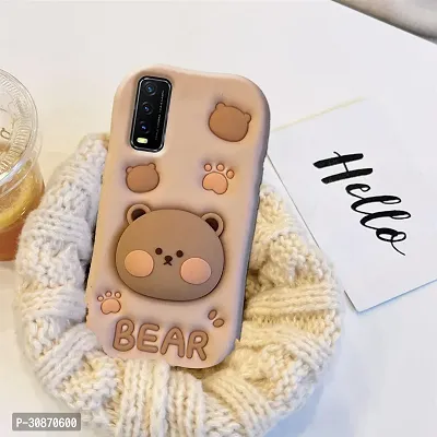 Ascensify Stylish Back Cover for Vivo Y20 Cute Funny Bear Case with Bear Face Holder  for Vivo Y20-thumb3