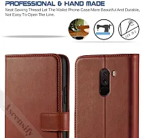 Classy Flip Cover for POCO F1 Brown Dual Protection-thumb1