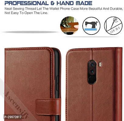 Classy Flip Cover for POCO F1 Brown Dual Protection-thumb2