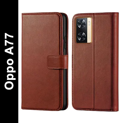 Classy Flip Cover for Oppo A77 Brown Dual Protection