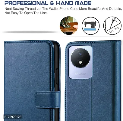 Classy Flip Cover for Vivo Y02 Blue Dual Protection-thumb2