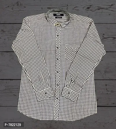 Premium Cotton Full Sleeve Black Checks Shirt-thumb0