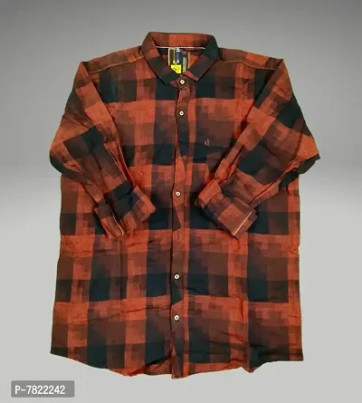 Premium Cotton Full Sleeve Big Red Black Checks Shirt-thumb0