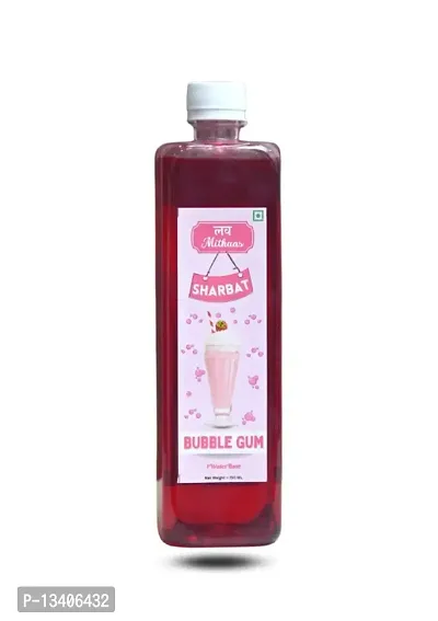 Love Mithaas Pinkish Colour Bubble Gum Flavor Sharbat l Mocktail l Syrup, 750ML-thumb0