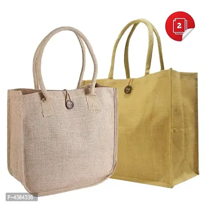 Eco-Friendly Jute Bags with Padded Handles (Pack of 2)-thumb0