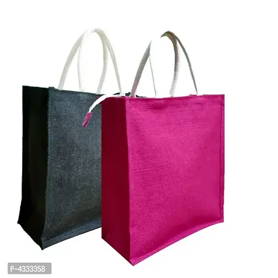 Eco-Friendly Jute Lunch Bags with Zipper (Pack of 2)-thumb0