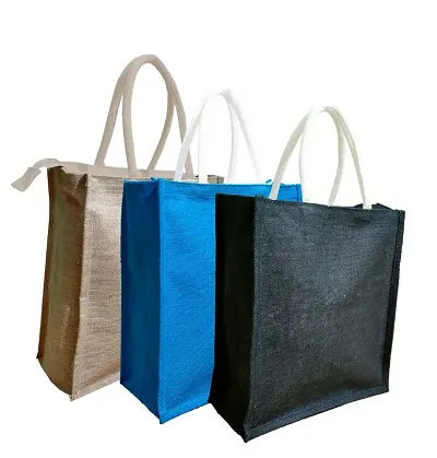 Eco-Friendly Jute Bags with Zipper (Pack of 3)