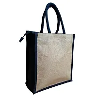 Eco-friendly jute Lunch bags with Zipper (Pack of 3)-thumb1