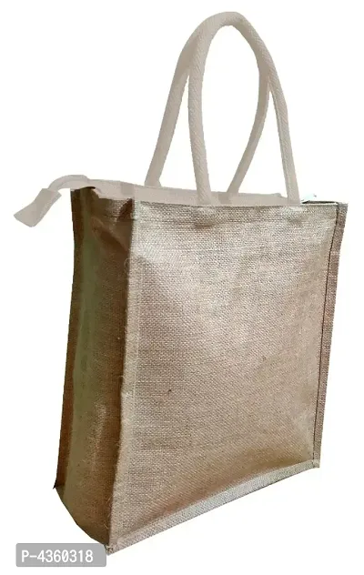 Eco-friendly jute Lunch bags with Zipper (Pack of 3)-thumb4
