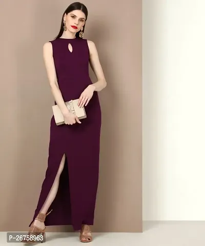 Stylish Purple Cotton Solid Dresses For Women-thumb0