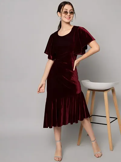 Stylish Velvet Solid Dresses For Women