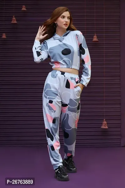 Stylish Grey Cotton Printed Co-Ords Sets For Women-thumb0