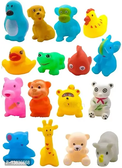 Plastic Fun Bath Time Chu Chu Colorful Animal Shape Toy for Toddlers,6 Pcs Bath Toy for New Born Babies-thumb0