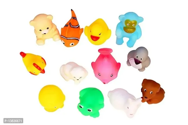 Plastic Fun Bath Time Chu Chu Colorful Animal Shape Toy for Toddlers,6 Pcs Bath Toy for New Born Babies-thumb0