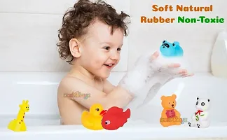 Plastic Fun Bath Time Chu Chu Colorful Animal Shape Toy for Toddlers,6 Pcs Bath Toy for New Born Babies-thumb1