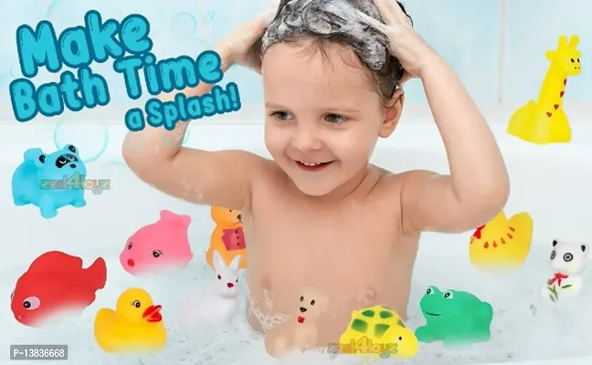 Plastic Fun Bath Time Chu Chu Colorful Animal Shape Toy for Toddlers,6 Pcs Bath Toy for New Born Babies-thumb4