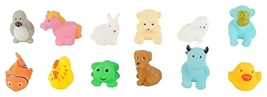 Plastic Fun Bath Time Chu Chu Colorful Animal Shape Toy for Toddlers,6 Pcs Bath Toy for New Born Babies-thumb1