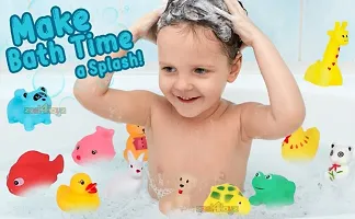 Plastic Fun Bath Time Chu Chu Colorful Animal Shape Toy for Toddlers,6 Pcs Bath Toy for New Born Babies-thumb1