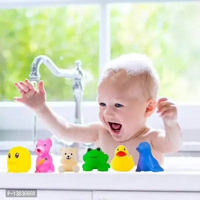 Plastic Fun Bath Time Chu Chu Colorful Animal Shape Toy for Toddlers,6 Pcs Bath Toy for New Born Babies-thumb5