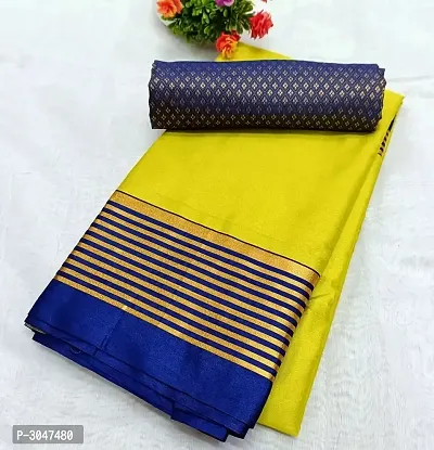 Stylish Yellow Cotton Silk Saree with Blouse piece For Women