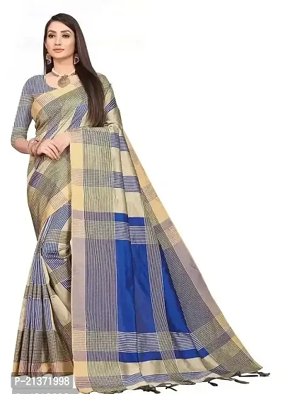 Stylish Multicoloured Cotton Silk Saree with Blouse piece For Women-thumb0