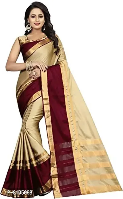 Ditya Fashion Women's Cotton Soft Silk Saree with Blouse Pieces (cream)