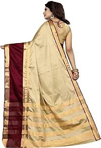 Ditya Fashion Women's Cotton Soft Silk Saree with Blouse Pieces (cream)-thumb1