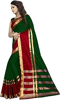 Stylish Green Cotton Silk Saree with Blouse piece For Women-thumb3