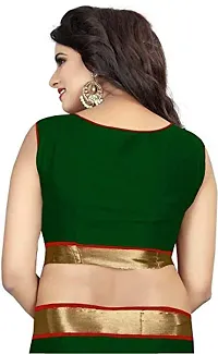 Stylish Green Cotton Silk Saree with Blouse piece For Women-thumb2