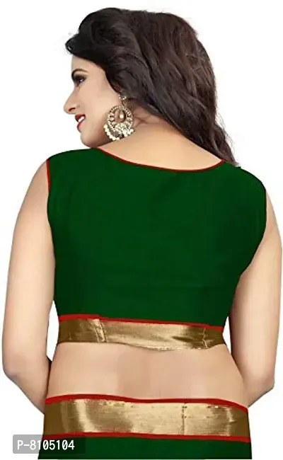 Stylish Green Cotton Silk Saree with Blouse piece For Women-thumb3