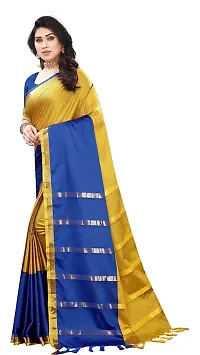 Ditya Fashion Women's Soft Plain Cotton Silk Saree With Blouse Piece (gold)-thumb3