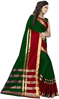 Stylish Green Cotton Silk Saree with Blouse piece For Women-thumb4