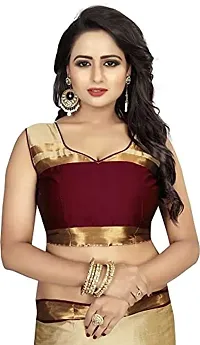 Ditya Fashion Women's Cotton Soft Silk Saree with Blouse Pieces (cream)-thumb4