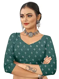 Ditya Fashion Women Cotton Printed Saree With Blouse Pisces (Patola_Style) (rama)-thumb2