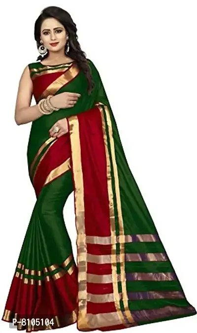 Ditya Fashion women's soft cotton saree with blouse (green_01)