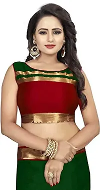 Stylish Green Cotton Silk Saree with Blouse piece For Women-thumb1