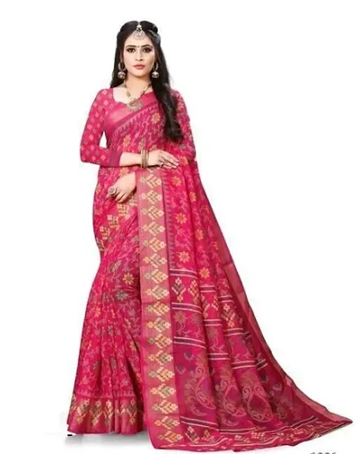 Stylish Linen Saree with Blouse piece For Women