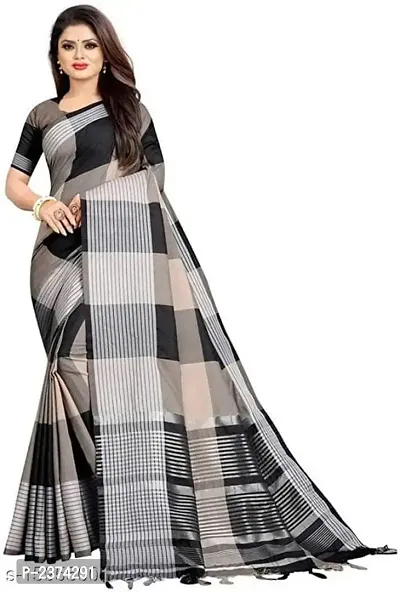 Cotton Silk Checked Saree With Blouse piece