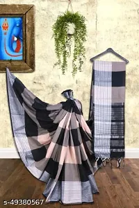 Cotton Silk Checked Saree With Blouse piece-thumb1