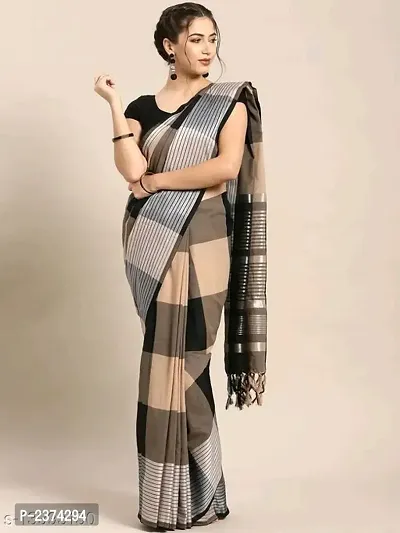 Cotton Silk Checked Saree With Blouse piece