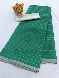 Stylish Green Cotton Silk Saree with Blouse piece For Women-thumb1