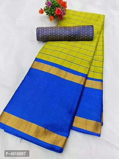 Trendy Linen Zari Border Saree with Jacquard Blouse piece