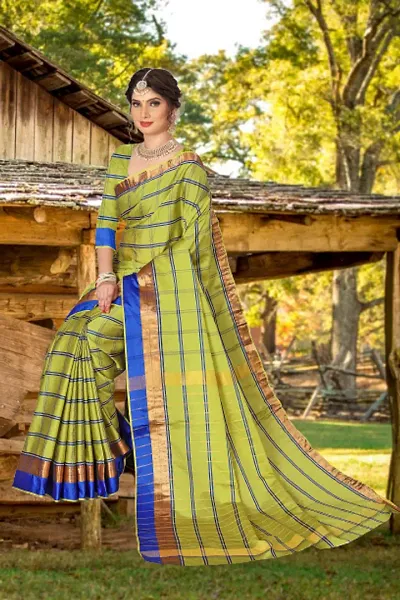 Cotton Silk Woven Design Sarees with Blouse piece